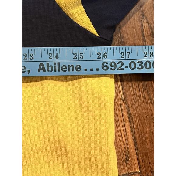 Y2K Vintage Polo RL Rugby Shirt XL Lion & Unicorn Crest Blue Yellow Stripe Zip - Picture 6 of 10